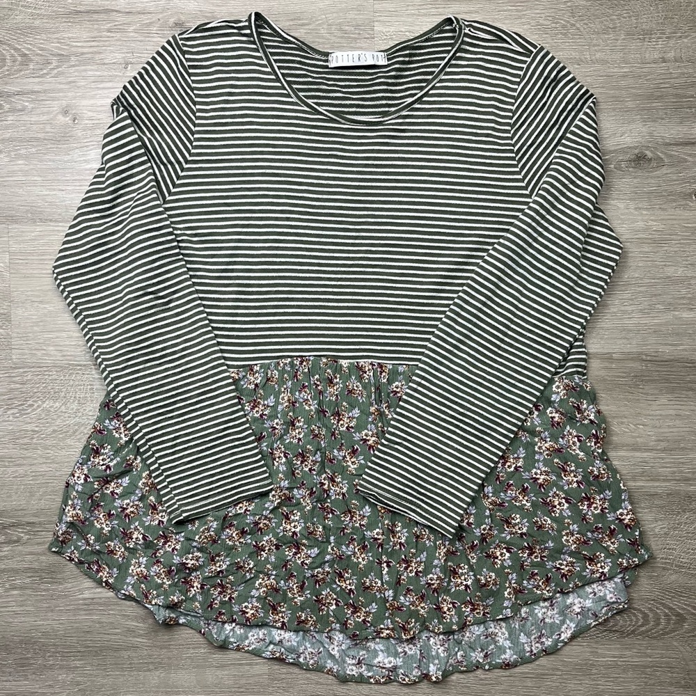 Potter's Pot | Anthropologie Floral Top with Stripes